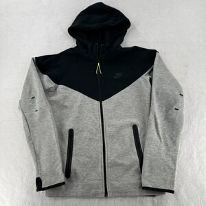 Nike Jacket Women's Gray Black Tech Knit Long Sleeve Full Zip Hoodie Size Large